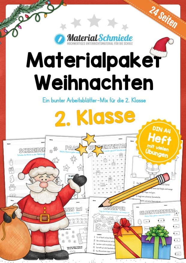 Materialpaket Weihnachten: 2. Klasse (24 Arbeitsblätter)