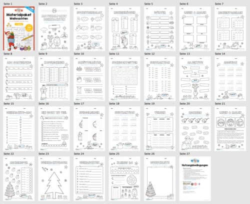 Materialpaket Weihnachten: 3. Klasse (24 Arbeitsblätter) - Überblick