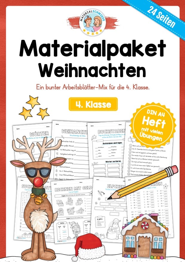 Materialpaket Weihnachten: 4. Klasse (24 Arbeitsblätter)