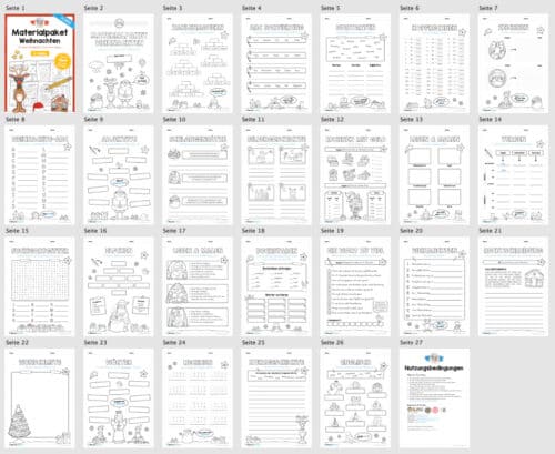 Materialpaket Weihnachten: 4. Klasse (24 Arbeitsblätter) - Überblick