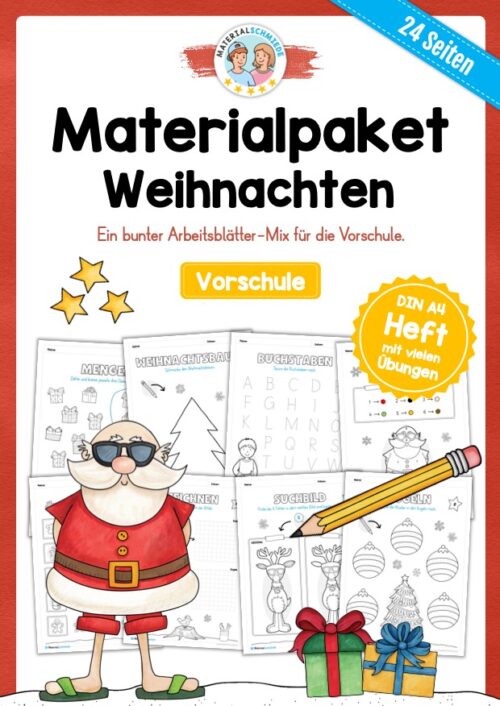 Materialpaket Weihnachten: Vorschule (24 Arbeitsblätter)