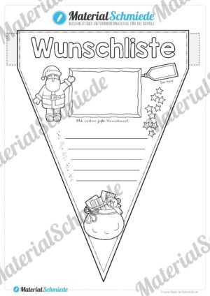Wimpel: Wunschliste zu Weihnachten