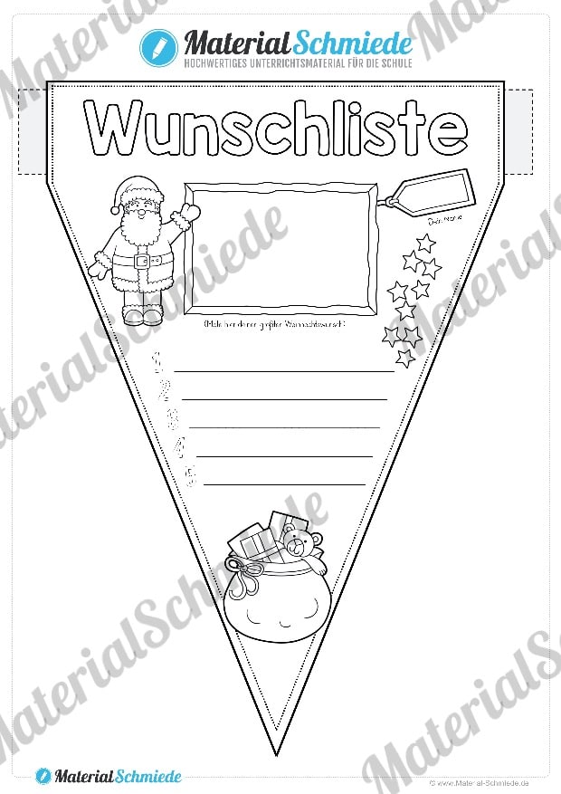 Wimpel: Wunschliste zu Weihnachten