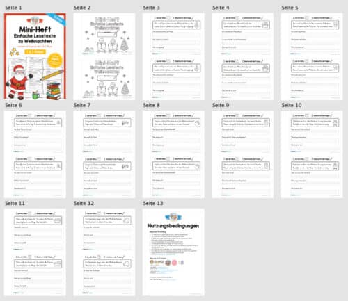 Mini-Heft: Lesetexte Weihnachten (1. & 2. Klasse) - Überblick