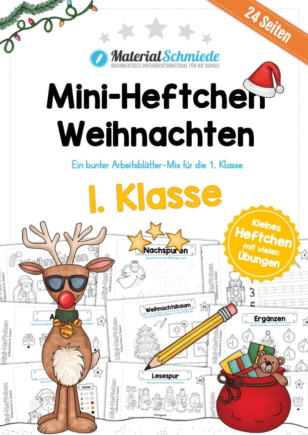 Mini-Heft: Weihnachten 1. Klasse (24 Arbeitsblätter)