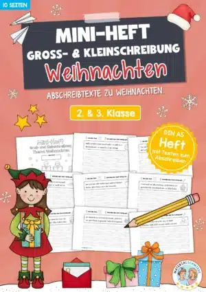 Mini-Heft: 10 Abschreibtexte zur Groß- und Kleinschreibung Thema Weihnachten