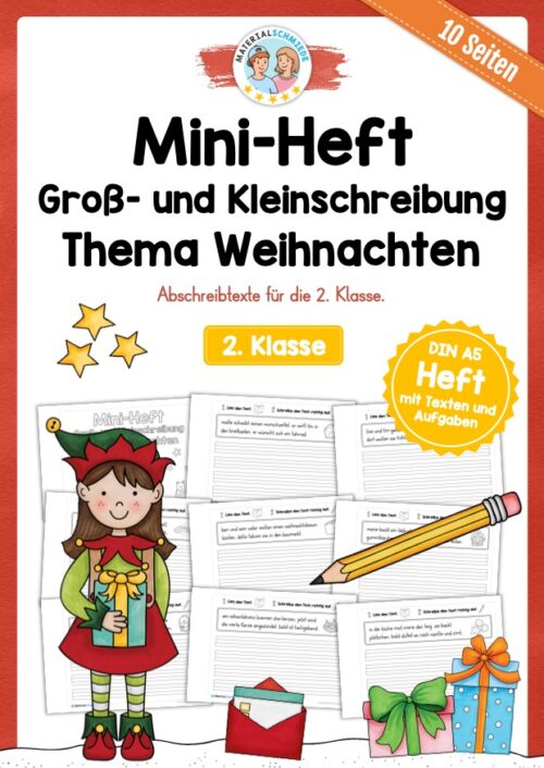 Mini-Heft: 10 Abschreibtexte zur Groß- und Kleinschreibung Thema Weihnachten
