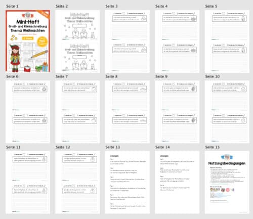 Mini-Heft: 10 Abschreibtexte zur Groß- und Kleinschreibung Thema Weihnachten (Übersicht)