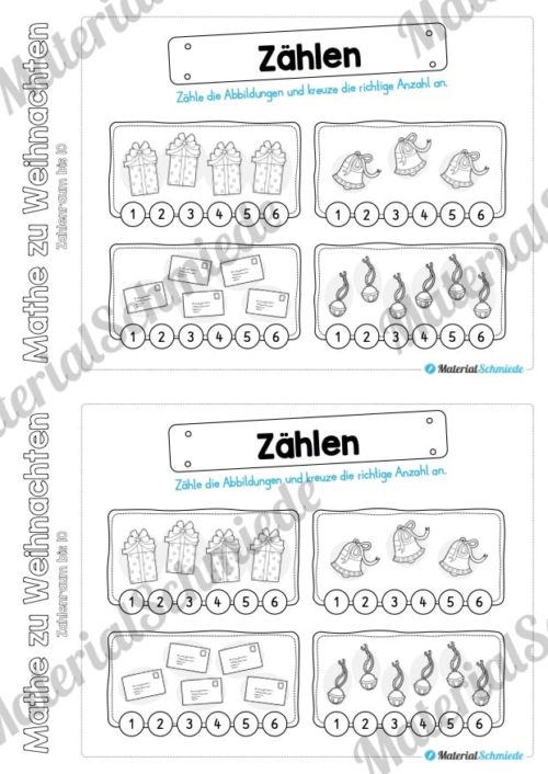 Mini-Heft: Mathe zu Weihnachten - Zahlenraum bis 10 (Vorschau 07)