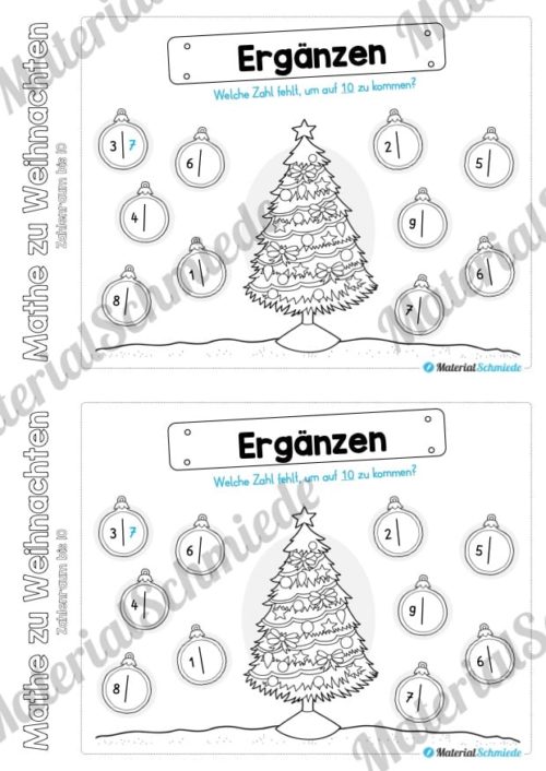 Mini-Heft: Mathe zu Weihnachten - Zahlenraum bis 10 (Vorschau 10)