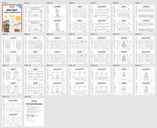 Mini-Heft: Mathe zu Weihnachten (Zahlenraum bis 10) - Überblick