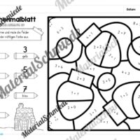 8 Rechenmalblätter Weihnachten: Zahlenraum 10 (Vorschau 02)