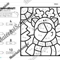 8 Rechenmalblätter Weihnachten: Zahlenraum 10 (Vorschau 05)