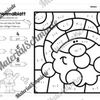 8 Rechenmalblätter Weihnachten: Zahlenraum 10 (Vorschau 06)