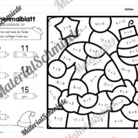8 Rechenmalblätter Weihnachten: Zahlenraum 20 (Vorschau 02)