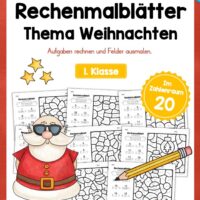 8 Rechenmalblätter Weihnachten: Zahlenraum 20