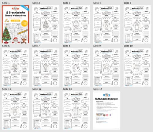 12 Steckbriefe zu Weihnachten (Überblick)
