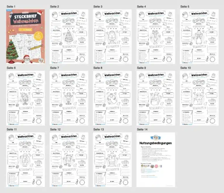 Steckbrief Weihnachten (12 Motive) – Überblick