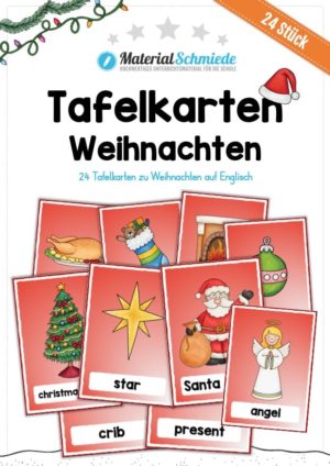 24 Tafelkarten zu Weihnachten (auf Englisch)