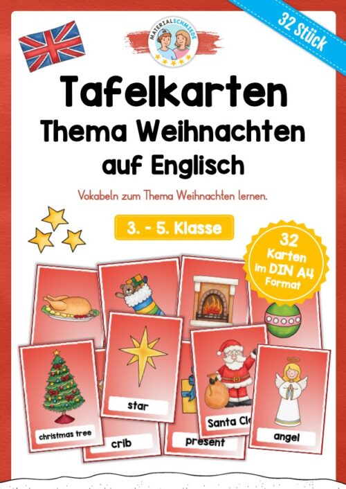 32 Tafelkarten zu Weihnachten (auf Englisch)