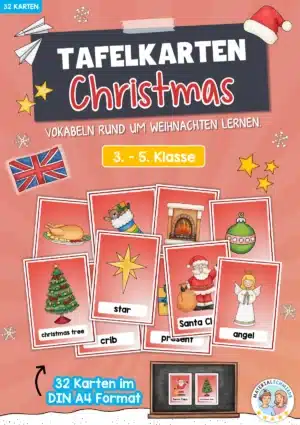 32 Tafelkarten zu Weihnachten (auf Englisch)