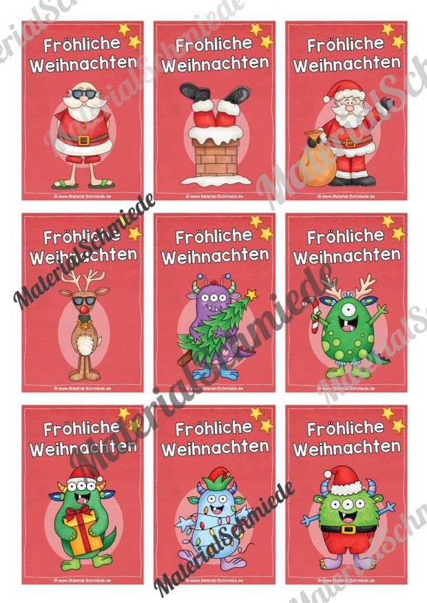 18 Weihnachtsanhänger für die Schule (Farbe)