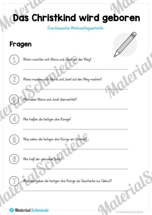 Klassische Weihnachtgsgeschichte - Fragen