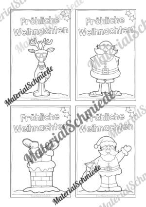 24 Weihnachtskarten für die Schule (Schwarz-weiß 01)