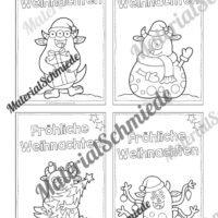 24 Weihnachtskarten für die Schule (Schwarz-weiß 03)