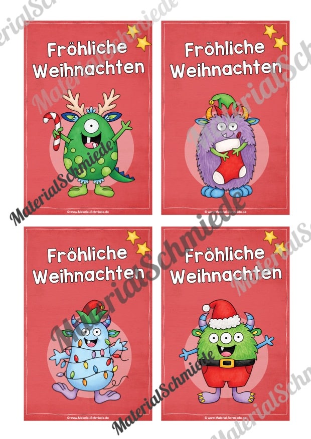 24 Weihnachtskarten für die Schule (Farbe 02)