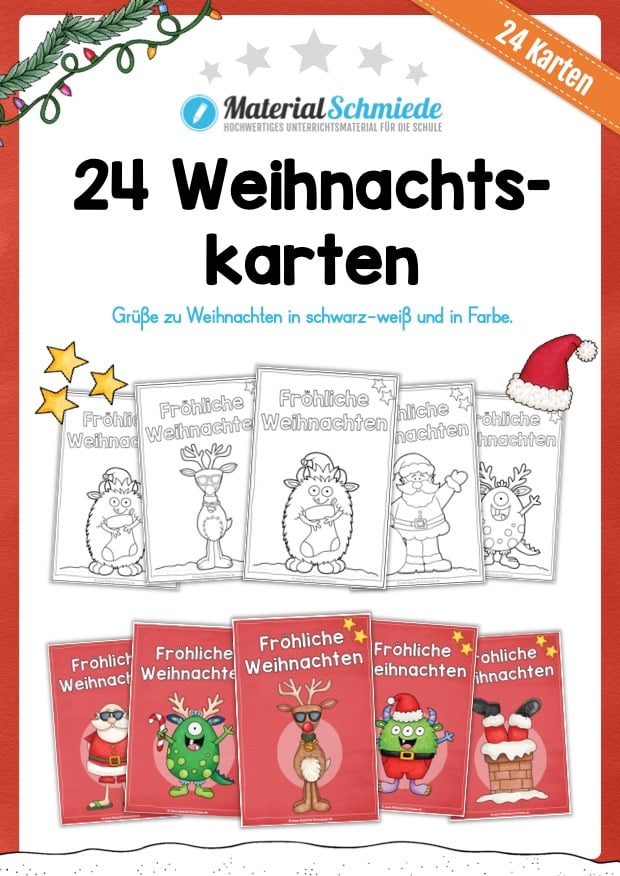 24 Weihnachtskarten für die Schule