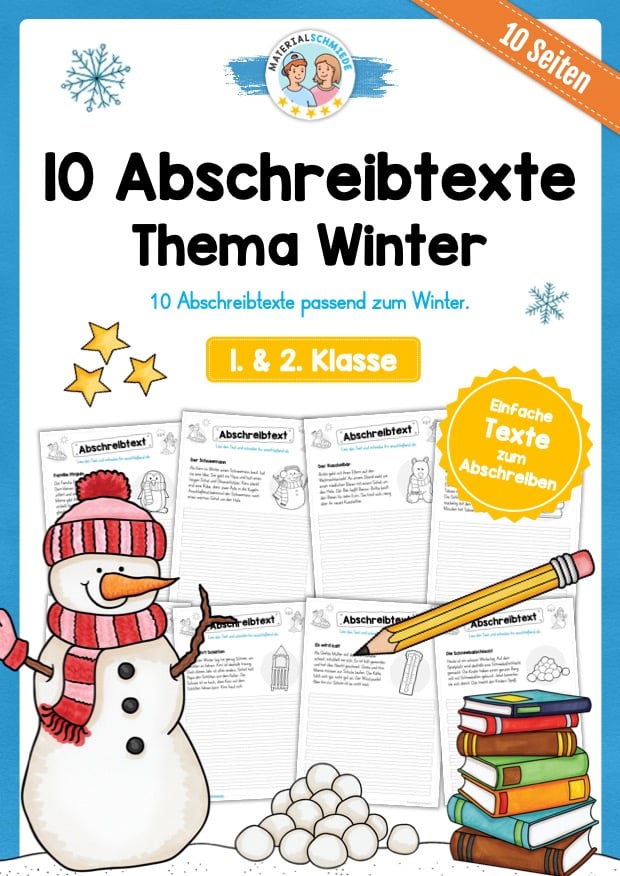 10 Abschreibtexte zum Winter (1. & 2. Klasse)