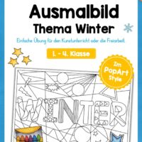 Ausmalbild PopArt zum Winter