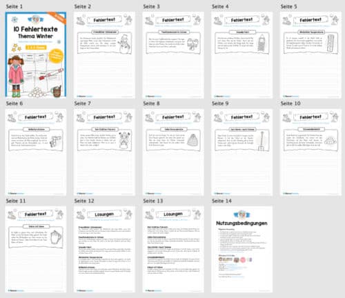 10 Fehlertexte zum Winter (2. & 3. Klasse) - Überblick