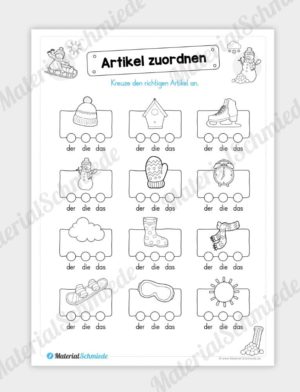 Materialpaket Winter: Deutsch (1/2 Klasse) – Artikel zuordnen