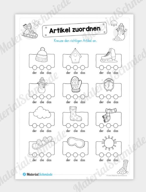 Materialpaket Winter: Deutsch (1/2 Klasse) - Artikel zuordnen