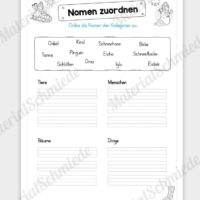 Materialpaket Winter: Deutsch (1/2 Klasse) - Nomen zuordnen