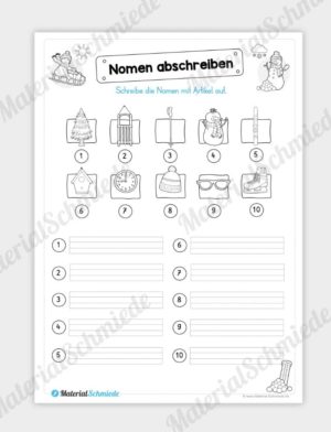 Materialpaket Winter: Deutsch (1/2 Klasse) – Nomen abschreiben