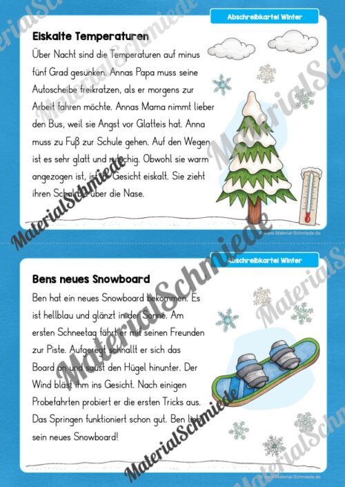 Abschreibkartei: Thema Winter (Vorschau 01)