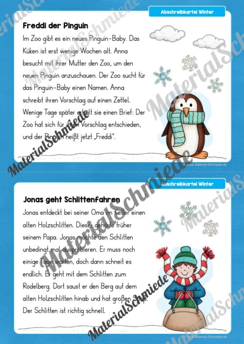 Abschreibkartei: Thema Winter (Vorschau 02)