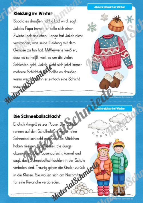 Abschreibkartei: Thema Winter (Vorschau 03)