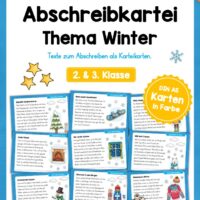 Abschreibkartei: Thema Winter (12 Karten mit Abschreibtexten)