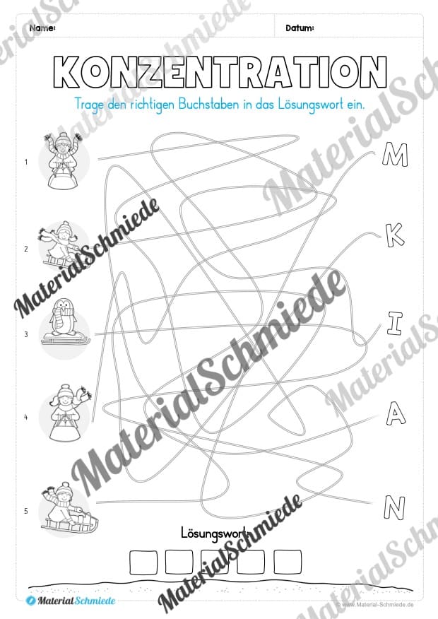 Lese- & Rätselheft zum Winter (1. & 2. Klasse) – Arbeitsblatt 02