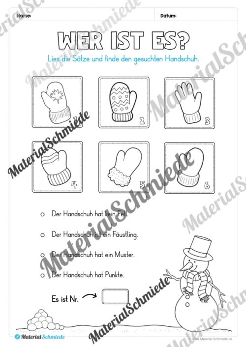 Lese- & Rätselheft zum Winter (1. & 2. Klasse) - Arbeitsblatt 03