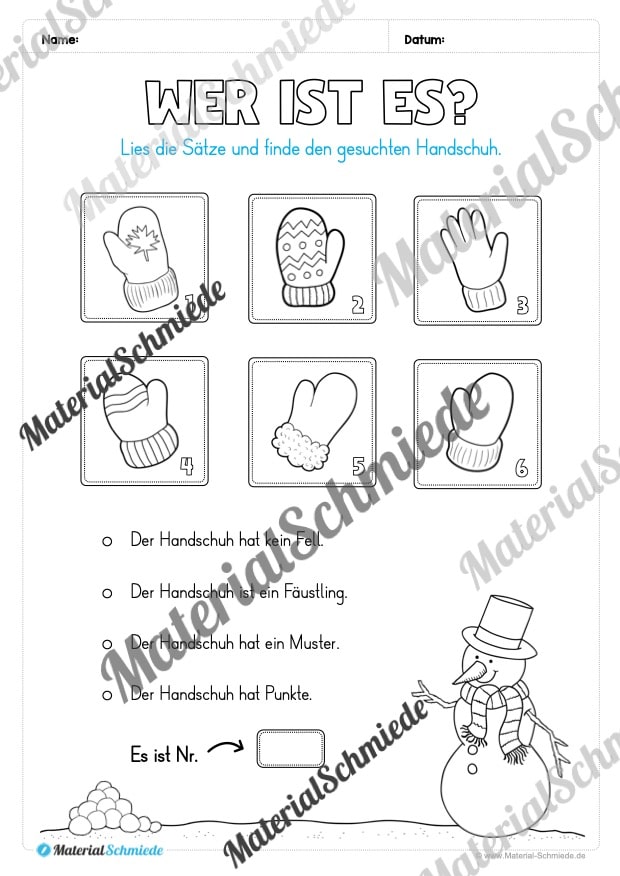 Lese- & Rätselheft zum Winter (1. & 2. Klasse) – Arbeitsblatt 03
