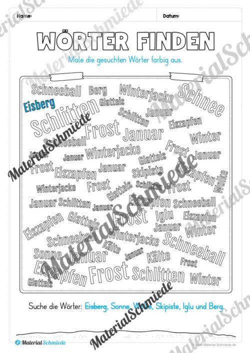 Lese- & Rätselheft zum Winter (1. & 2. Klasse) - Arbeitsblatt 04