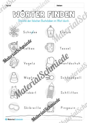 Lese- & Rätselheft zum Winter (1. & 2. Klasse) – Arbeitsblatt 05