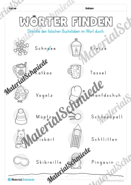 Lese- & Rätselheft zum Winter (1. & 2. Klasse) - Arbeitsblatt 05