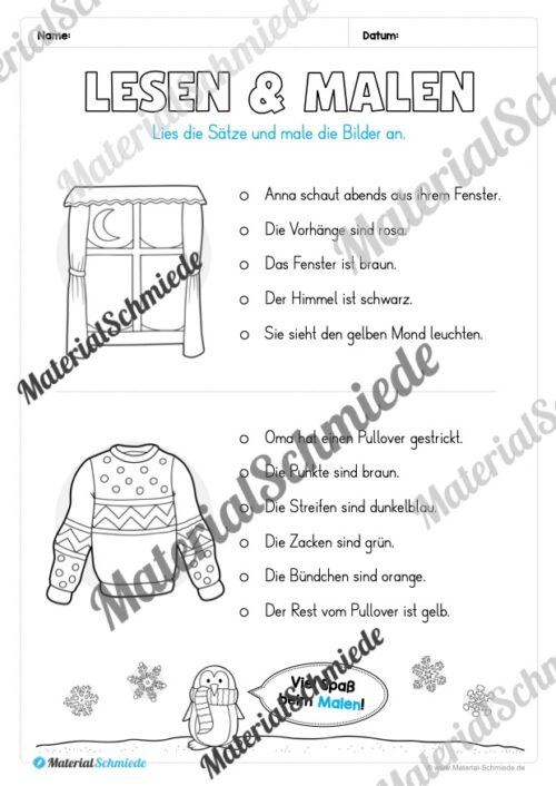 Lese- & Rätselheft zum Winter (1. & 2. Klasse) - Arbeitsblatt 06