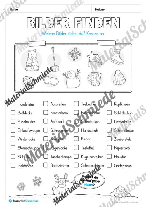 Lese- & Rätselheft zum Winter (1. & 2. Klasse) - Arbeitsblatt 07